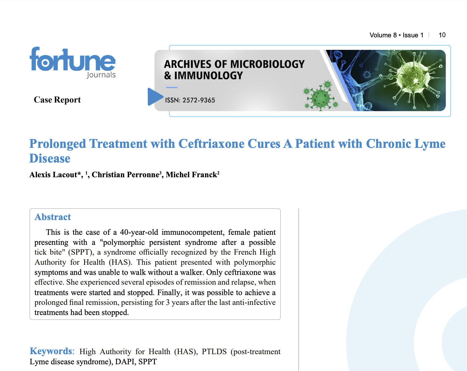 Un traitement prolongé à la ceftriaxone guérit un patient atteint de la maladie de Lyme chronique – nouvelle étude soutenue par BonSens.org