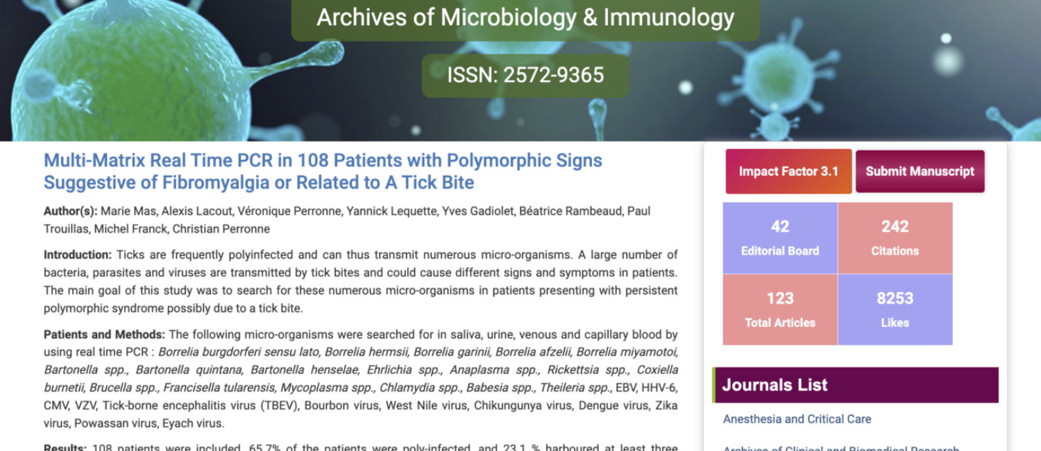 Multi-Matrix Real Time PCR in 108 Patients with Polymorphic Signs Suggestive of Fibromyalgia or Related to A Tick Bite