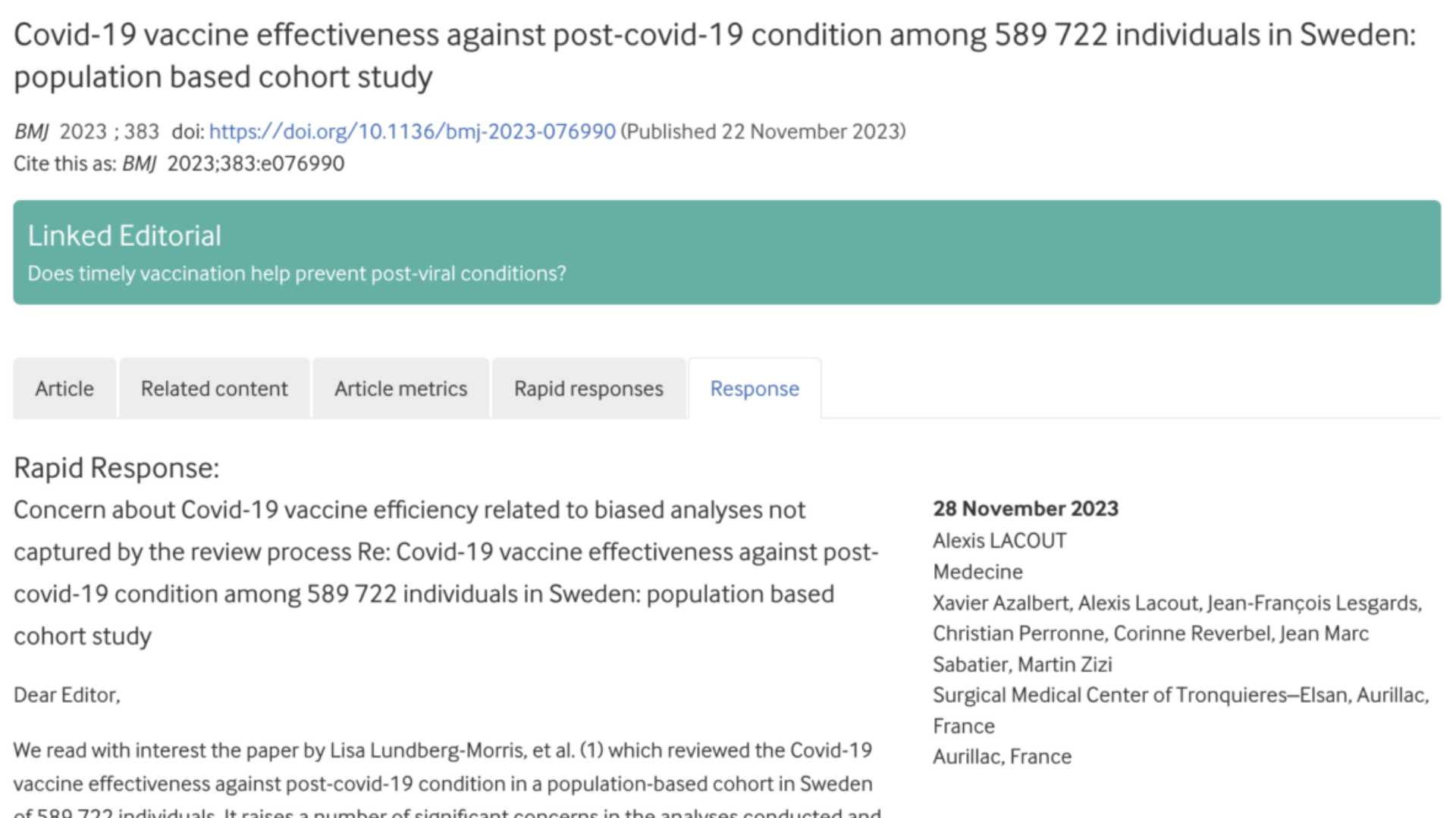 Concern about Covid-19 vaccine efficiency related to biased analyses