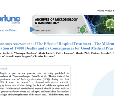 Lettre à l’éditeur sur l’étude frauduleuse estimant à 17 000 les décès par hydroxychloroquine – lettre soutenue par BonSens.org