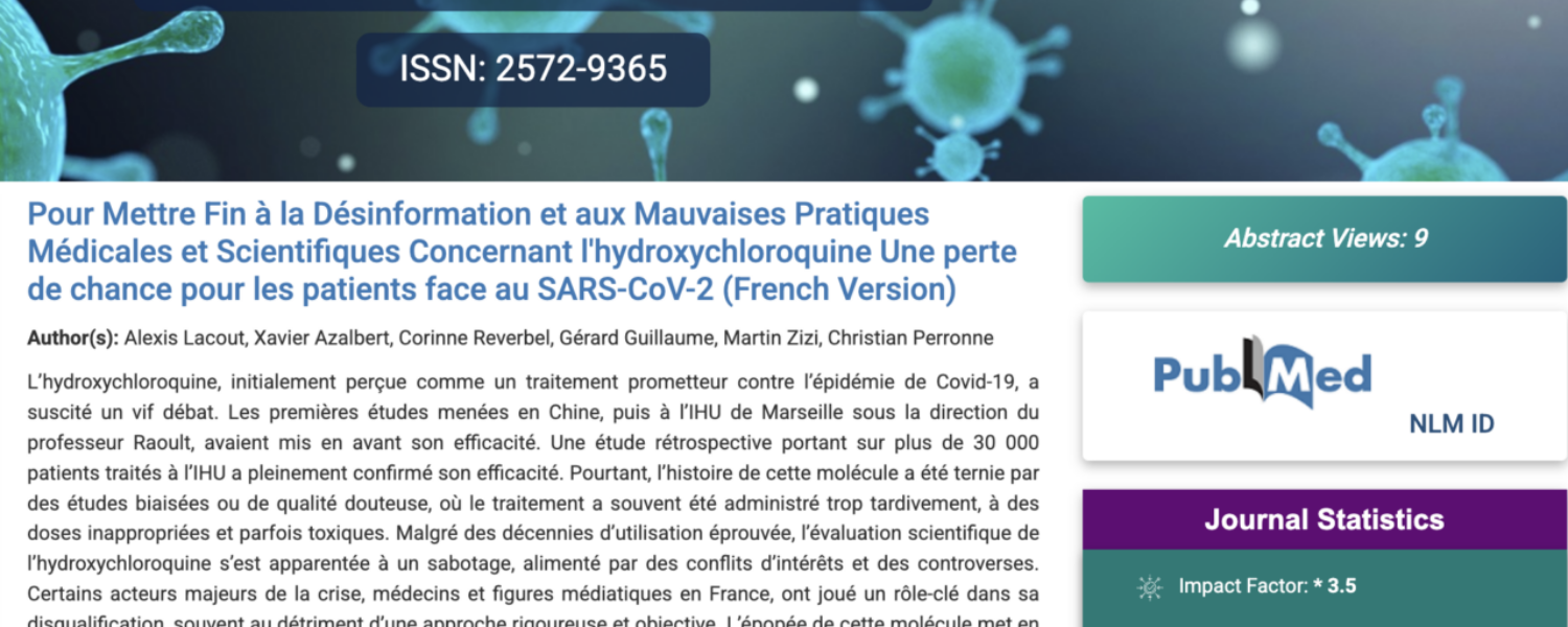 Pour Mettre Fin à la Désinformation et aux Mauvaises Pratiques Médicales et Scientifiques Concernant l'hydroxychloroquine Une perte de chance pour les patients face au SARS-CoV-2 (French Version)