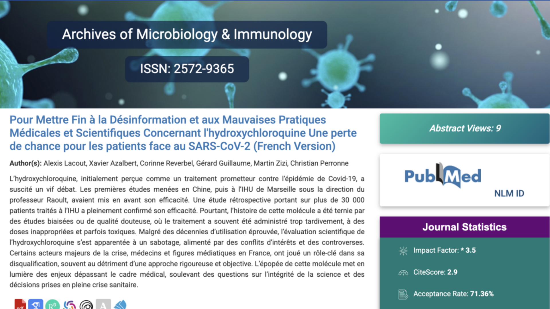 Pour Mettre Fin à la Désinformation et aux Mauvaises Pratiques Médicales et Scientifiques Concernant l'hydroxychloroquine Une perte de chance pour les patients face au SARS-CoV-2 (French Version)