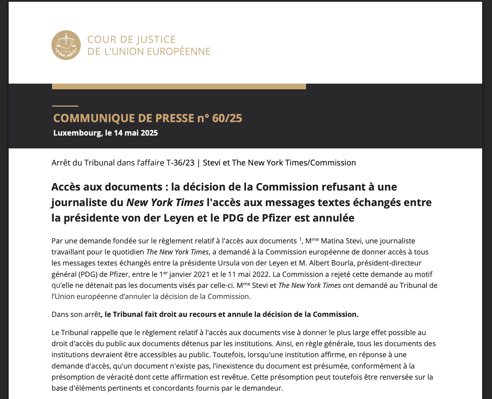 La Commission Européenne désavouée par le juge européen