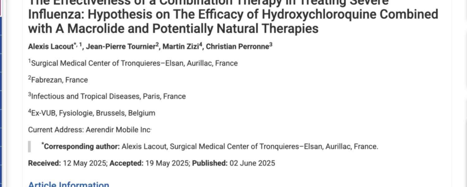 Traitement de la grippe sévère : hypothèse sur l’efficacité de l’hydroxychloroquine associée à un macrolide – publication soutenue par BonSens.org