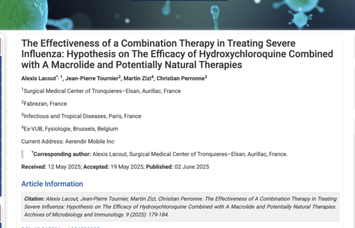 Traitement de la grippe sévère : hypothèse sur l’efficacité de l’hydroxychloroquine associée à un macrolide – publication soutenue par BonSens.org