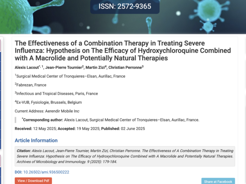 Traitement de la grippe sévère : hypothèse sur l&rsquo;efficacité de l&rsquo;hydroxychloroquine associée à un macrolide – publication soutenue par BonSens.org