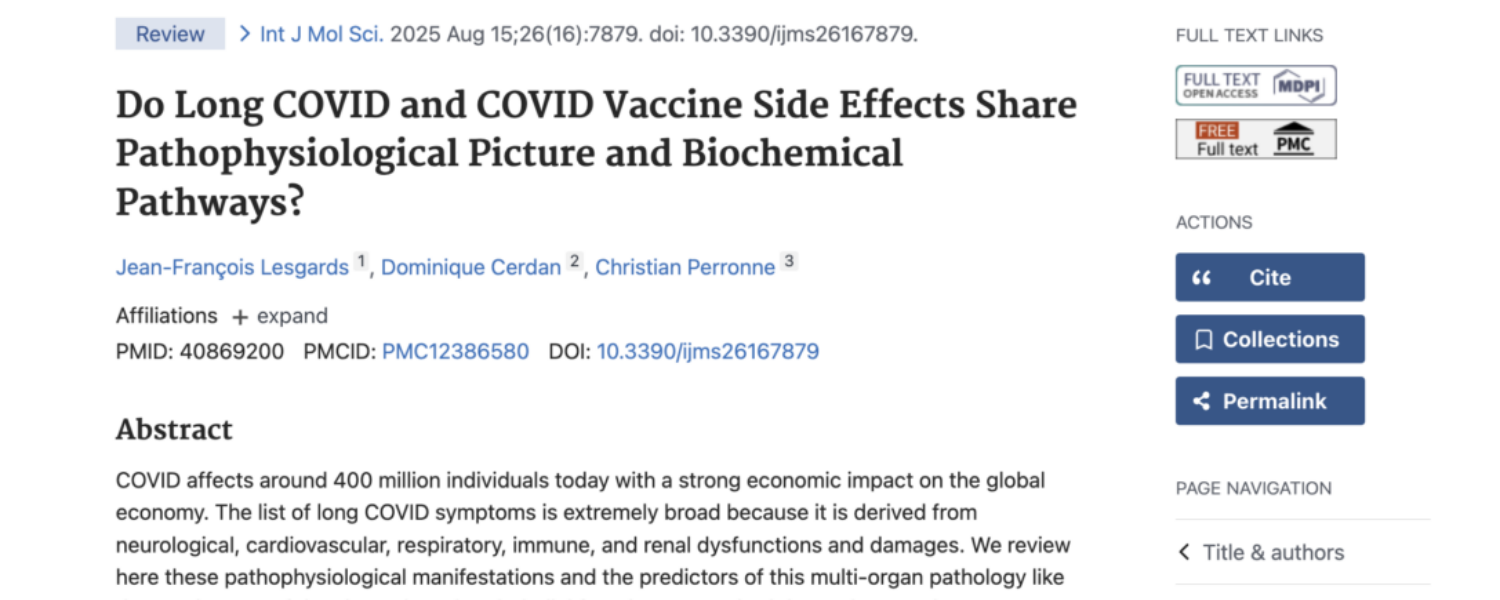 Les effets secondaires du COVID long et du vaccin COVID : nouvelle étude soutenue par BonSens.org