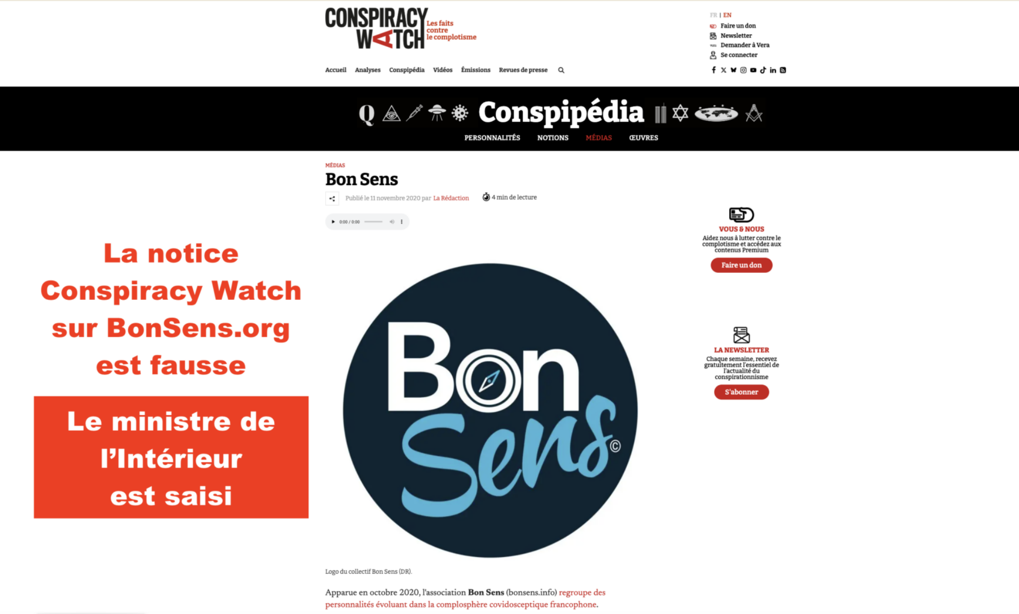lettre-au-ministre-de-l-interieur a propos de Conspiracy watch